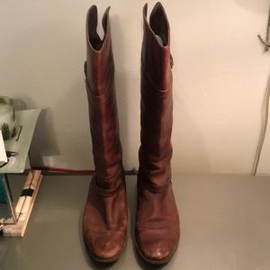 Women’s brown leather tall boots